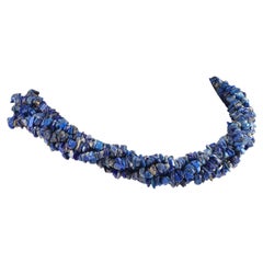 AJD Collier polyvalent à trois brins en lapis-lazuli et lapis-lazuli