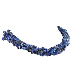 AJD Versatile Lapis Lazuli Chip Necklace in three strands 