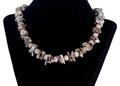 Collana da 18" con perle rosa e conchiglie di perle vere molto leggere