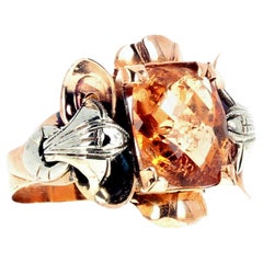AJD VERY RARE Goldener glitzernder 4,95 Karat. Realistischer IMPERIAL TOPAZ Gold- und Silberring