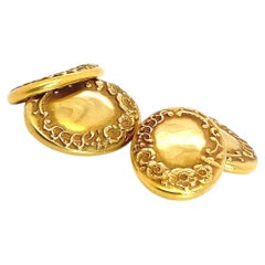 AJD Vintage Elegant Oval 14k Yellow Gold Cufflinks