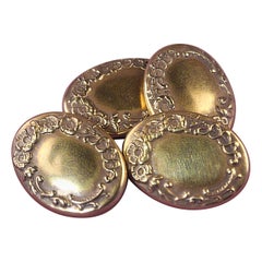 AJD Vintage Elegant Oval 14k Yellow Gold Cufflinks