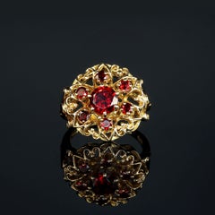 AJD Vintage Garnet and 14k Yellow Gold Ring Size 5.25