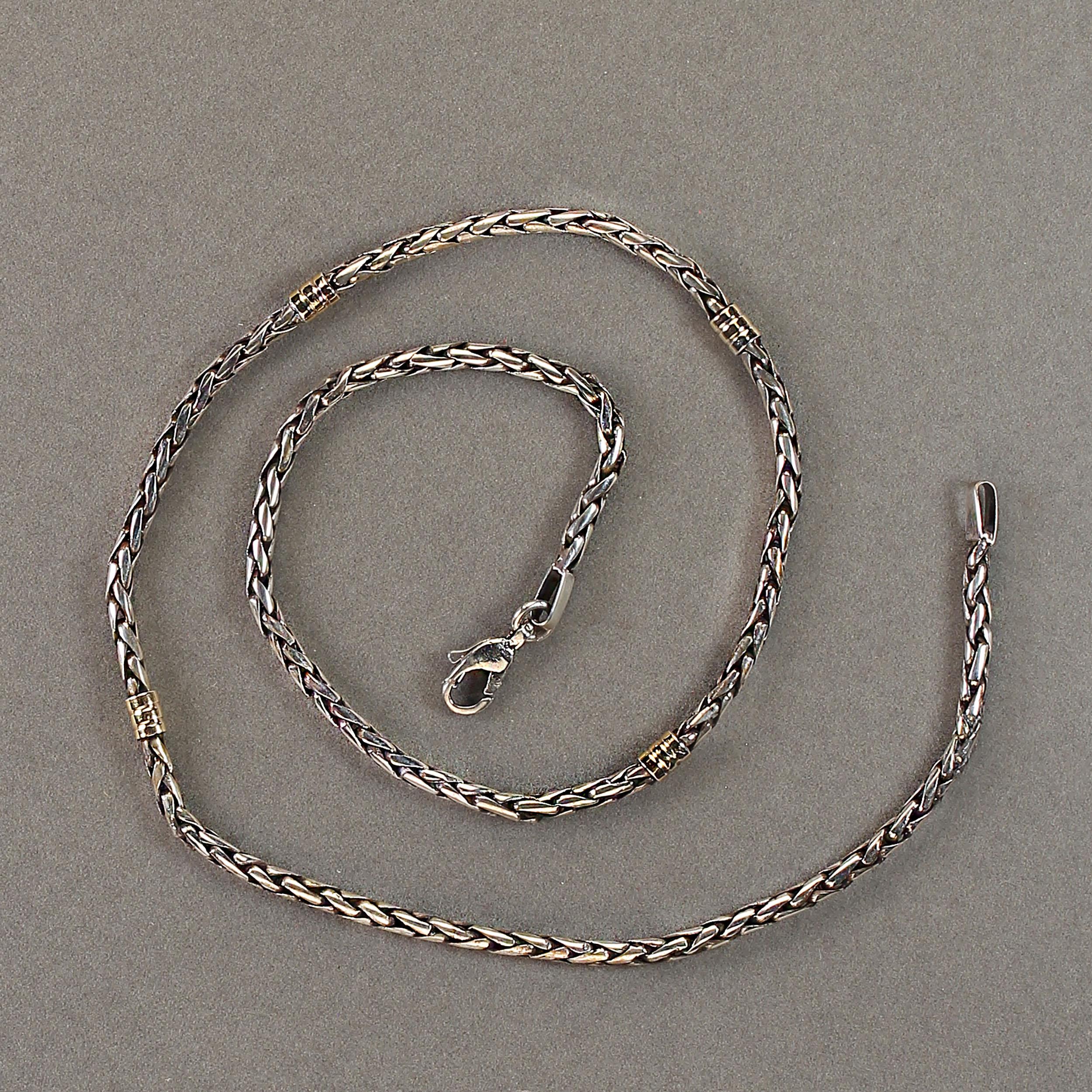 AJD Vintage Sterling Silver 17 Inch Necklace with Gold Accents 2