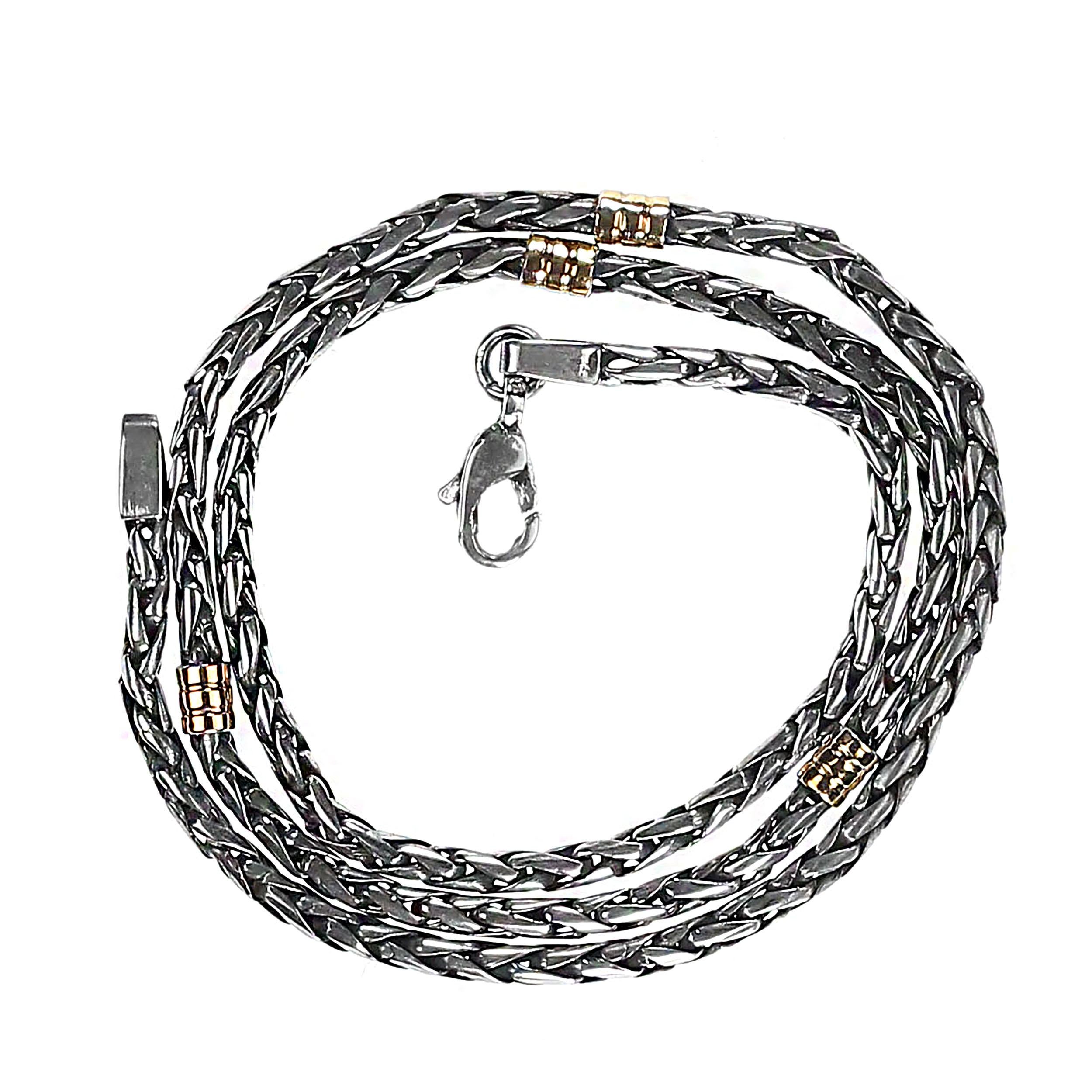 AJD Vintage Sterling Silver 17 Inch Necklace with Gold Accents 3