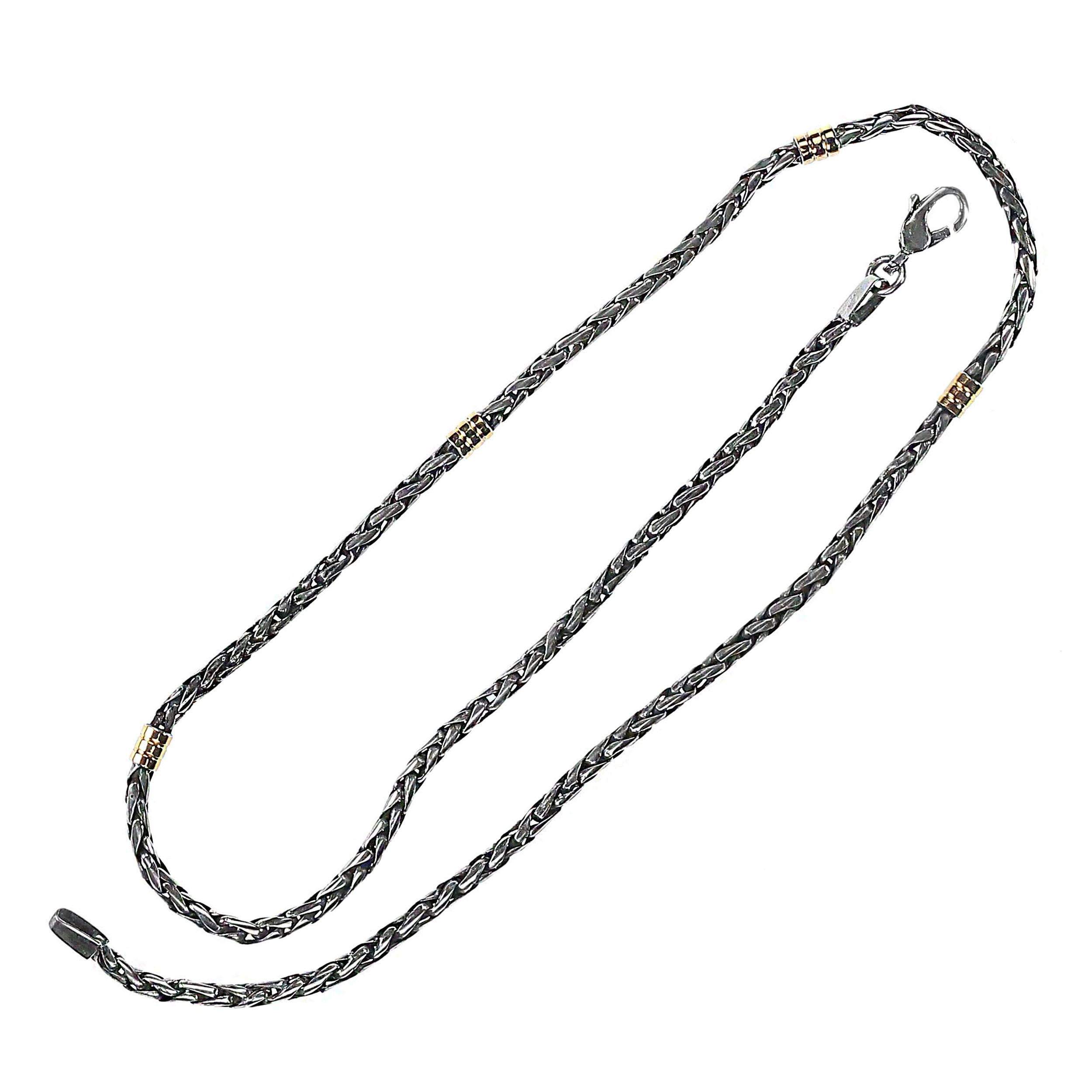 AJD Vintage Sterling Silver 17 Inch Necklace with Gold Accents 4