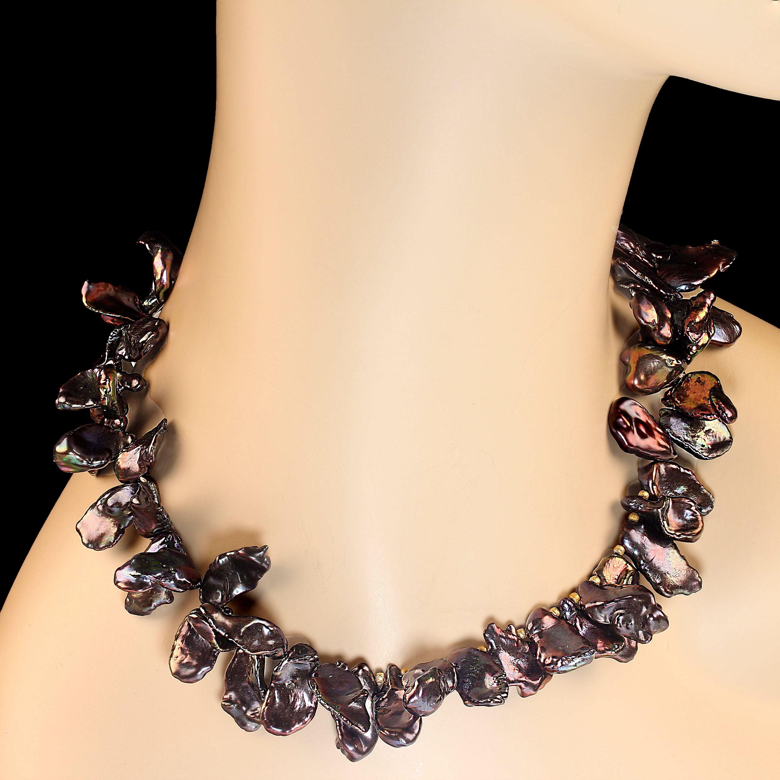 AJD Collar de perlas Keshi color nuez y granate de 19 pulgadas  Piedra de nacimiento de junio Cuenta en venta