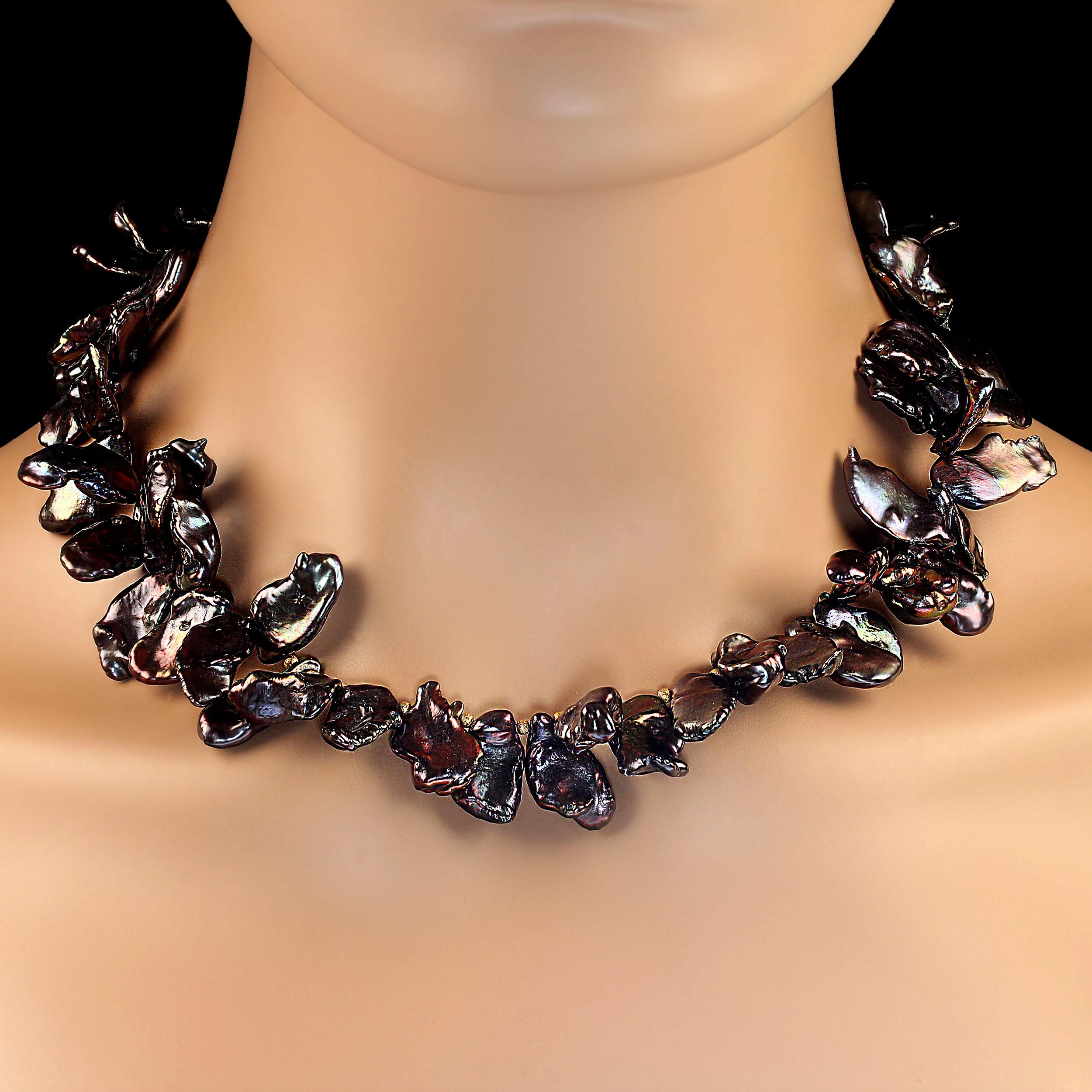 AJD Collar de perlas Keshi color nuez y granate de 19 pulgadas  Piedra de nacimiento de junio en Nuevo estado para la venta en Raleigh, NC
