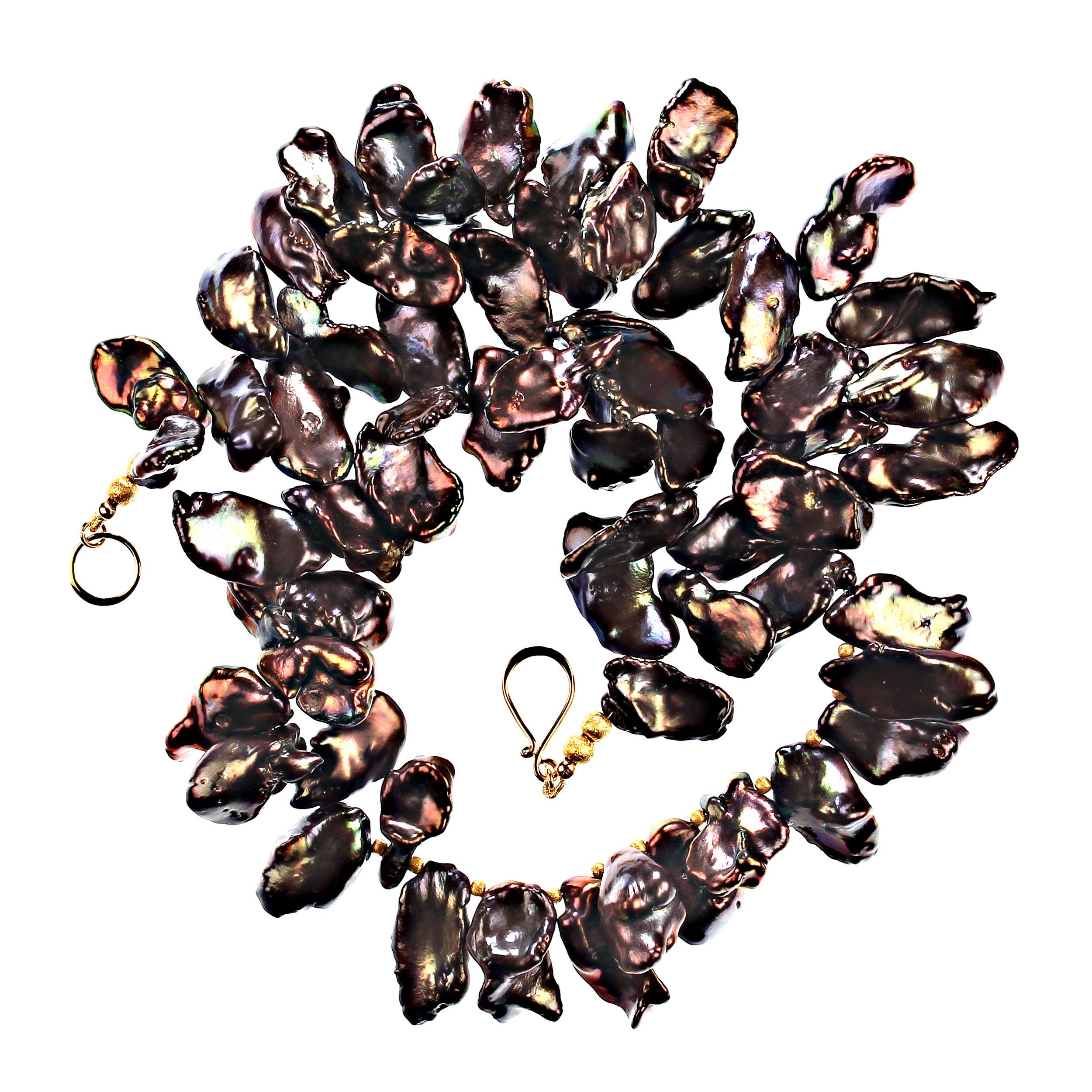 Femenino o masculino AJD Collar de perlas Keshi color nuez y granate de 19 pulgadas  Piedra de nacimiento de junio en venta