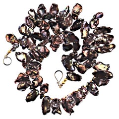 Iridescent Keshi Pearl Necklace by Aria Jewelry Design, 19 Inches