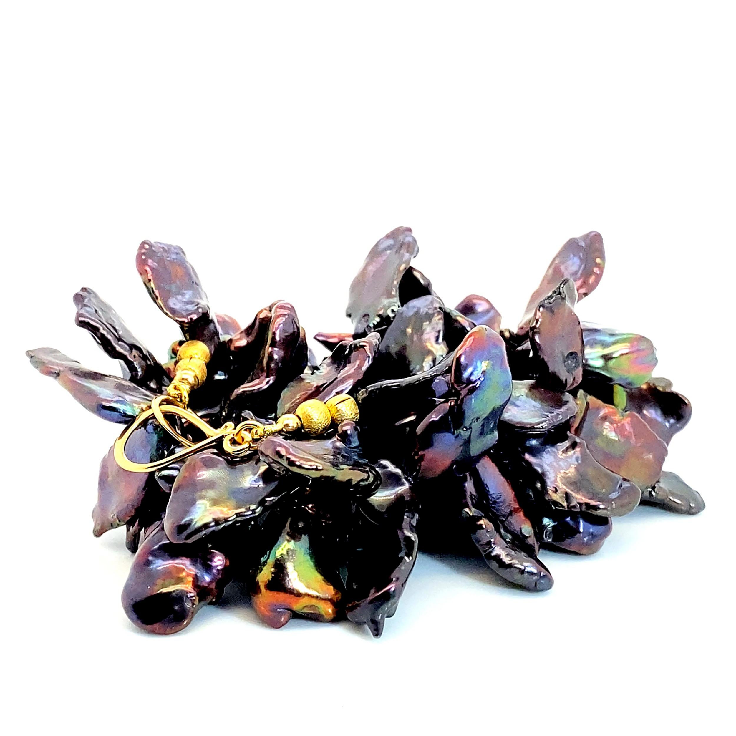 AJD Collar de perlas Keshi color nuez y granate de 19 pulgadas  Piedra de nacimiento de junio en venta 1