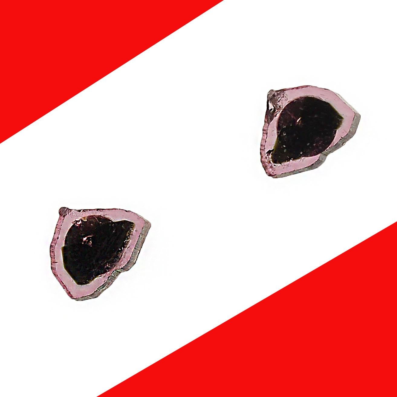AJD Watermelon Tourmaline Pink and Black Stud Earrings In New Condition In Raleigh, NC