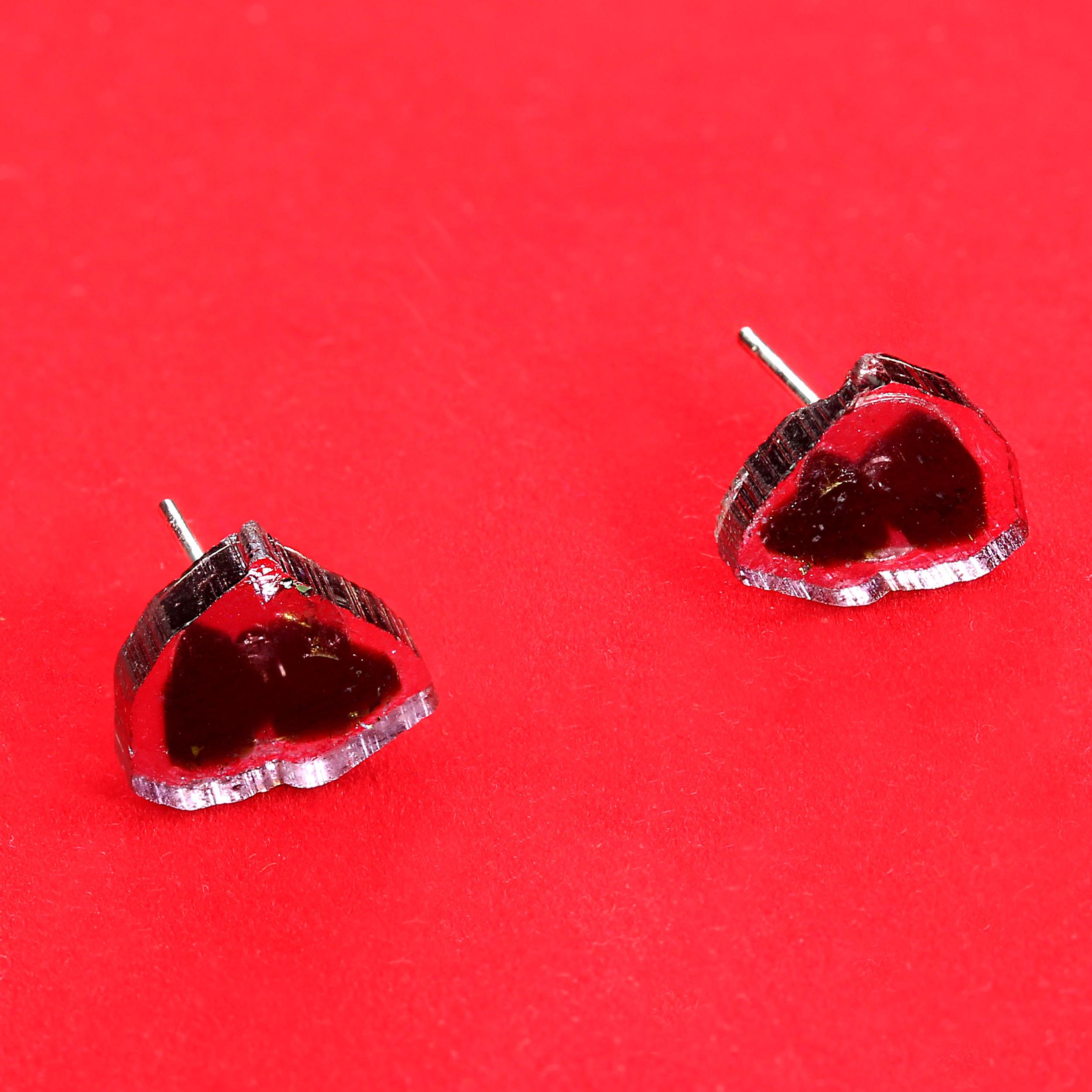 AJD Watermelon Tourmaline Pink and Black Stud Earrings 1