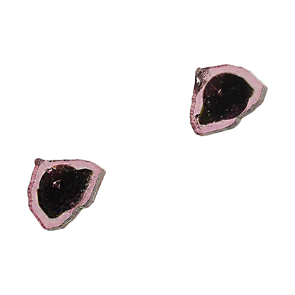 AJD Watermelon Tourmaline Pink and Black Stud Earrings