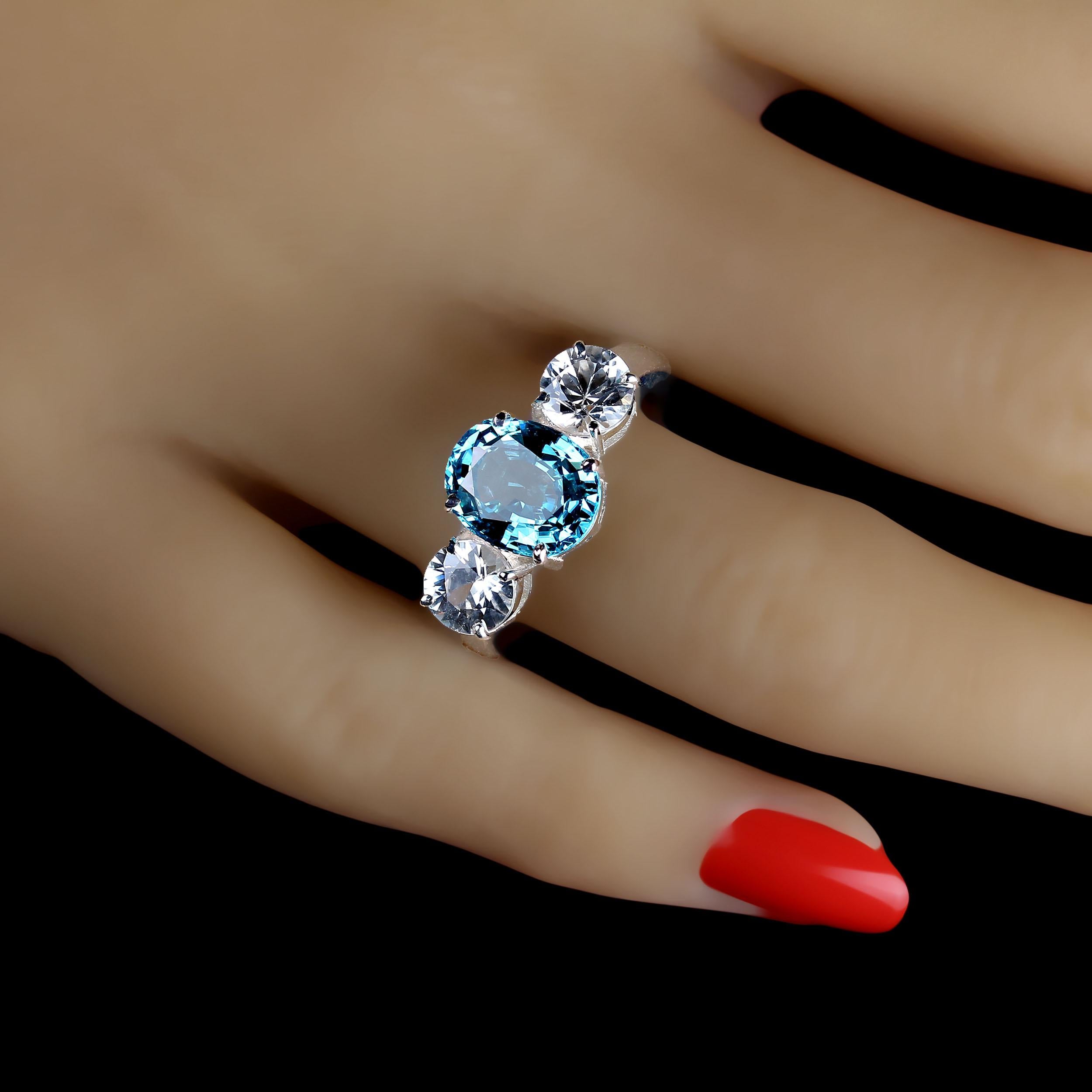AJD Zesty Zircons to Grace Your Finger in Classic Three Stone Ring For Sale