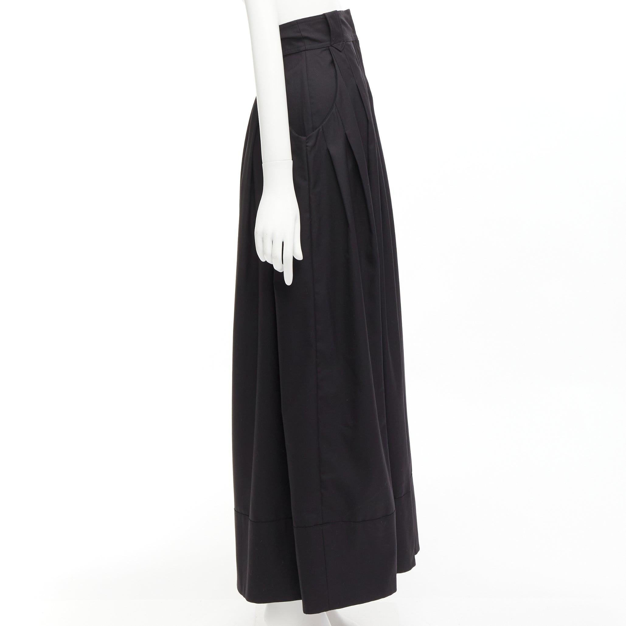 Women's AJE 2018 black wool blend pleated high waist wide culottes pants UK4 XXS For Sale