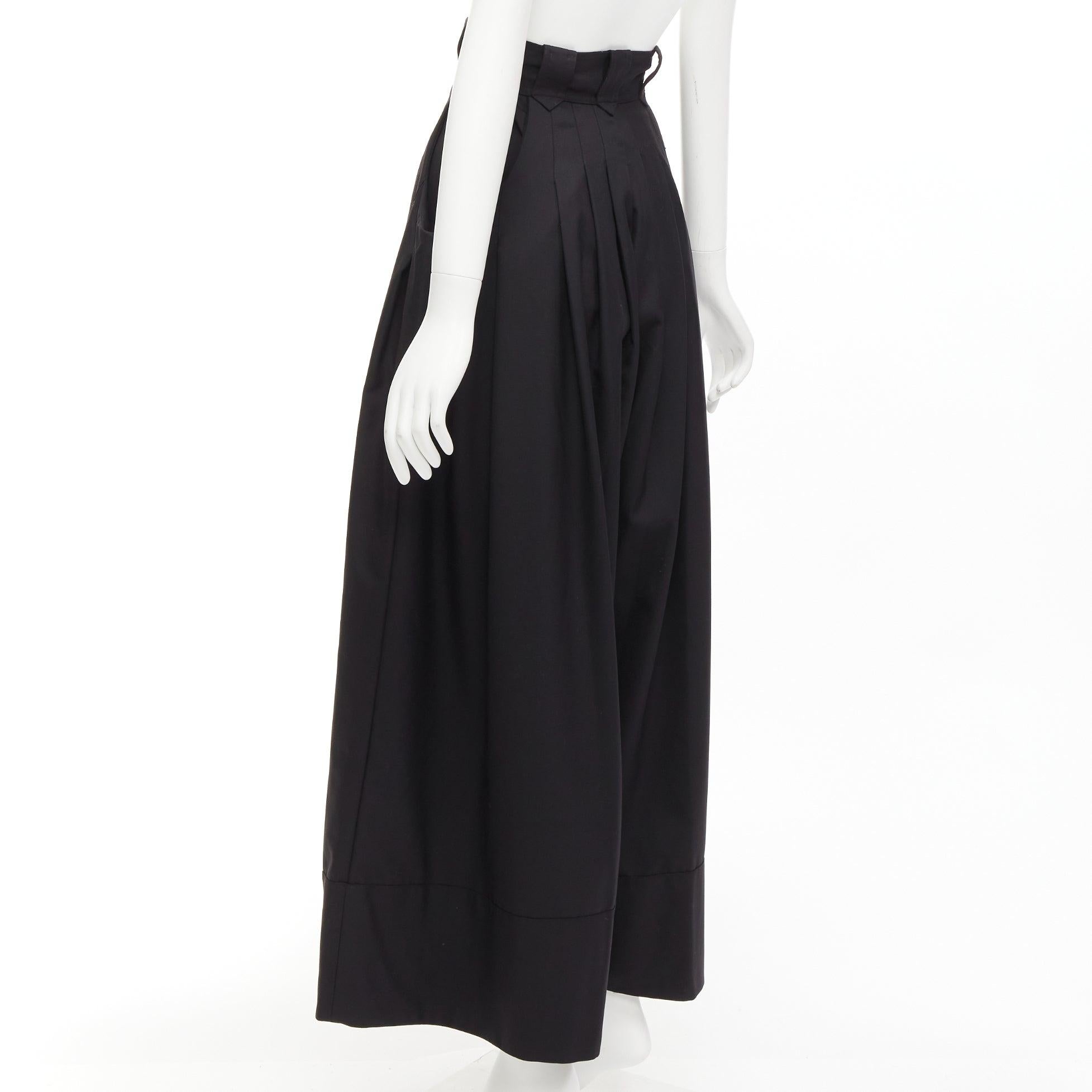 AJE 2018 black wool blend pleated high waist wide culottes pants UK4 XXS For Sale 2