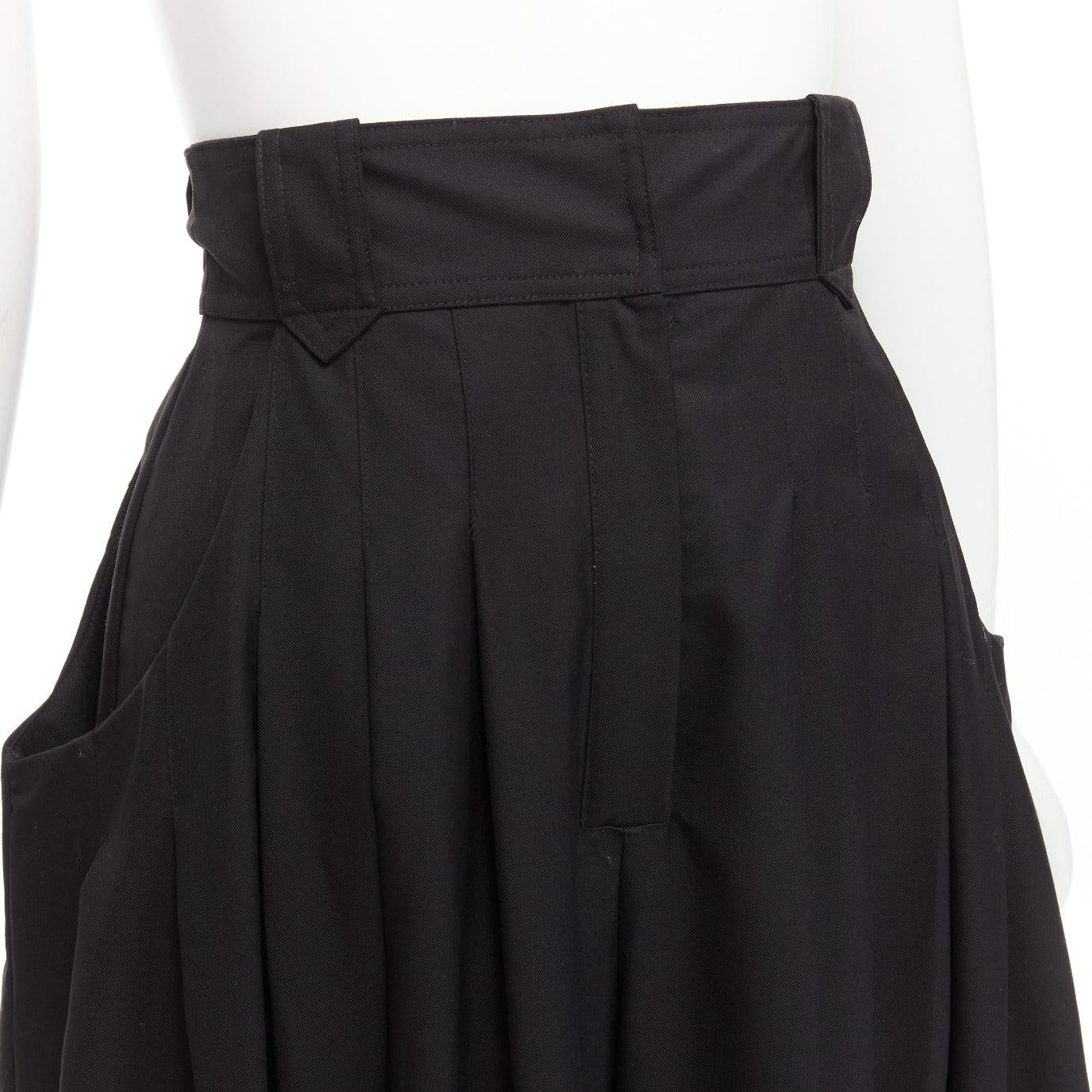 AJE 2018 black wool blend pleated high waist wide culottes pants UK4 XXS For Sale 3