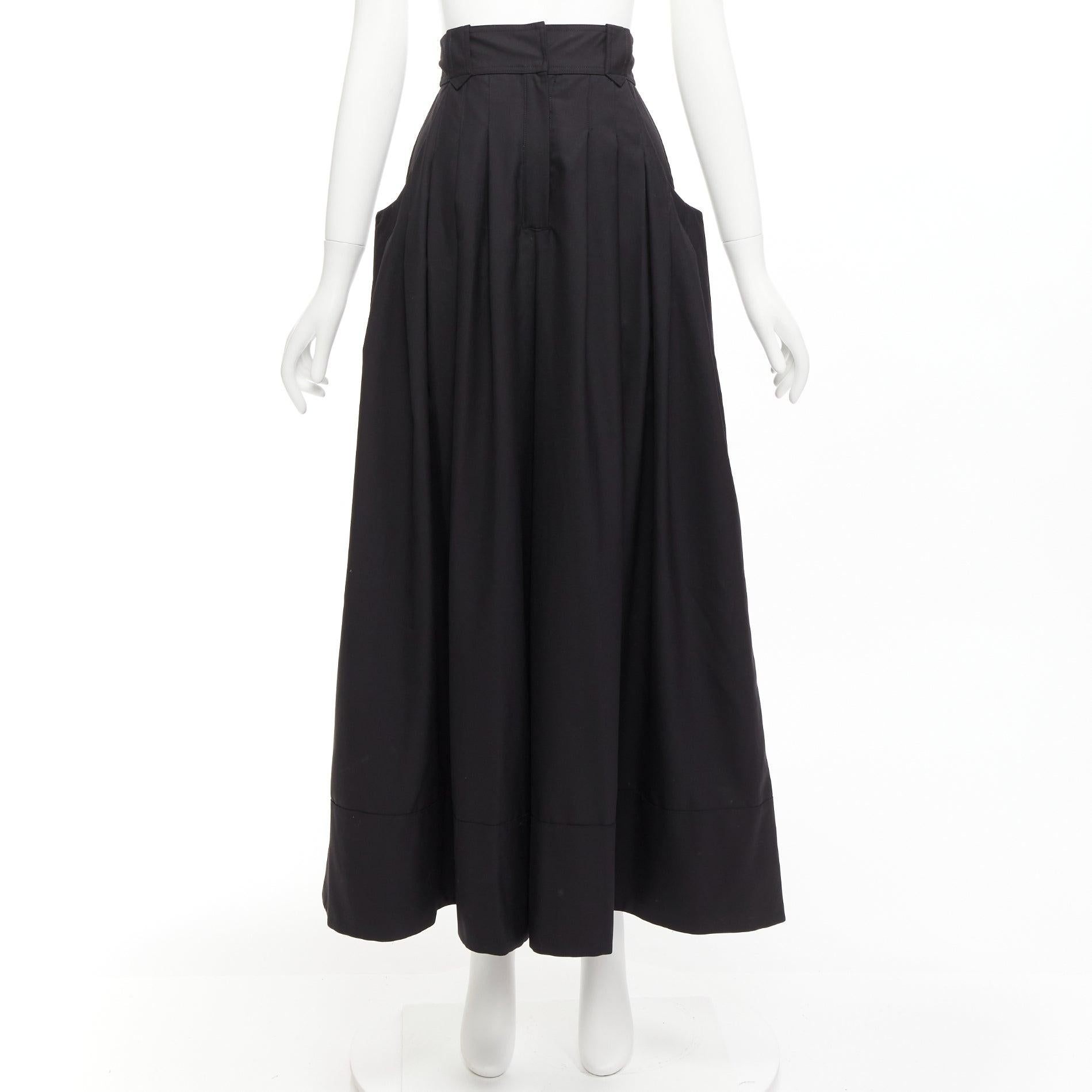 AJE 2018 schwarz Wolle Mischung plissiert hohe Taille breite culottes Hose UK4 XXS im Angebot 5