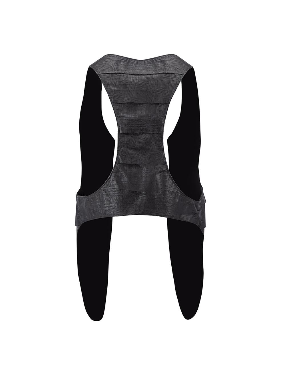 Aje Black Leather Cropped Waistcoat Size XS In Good Condition For Sale In London, GB