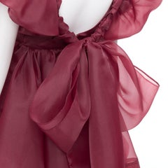 AJE Greta maroon burgundy organza puff sleeve mini dress UK6 XS