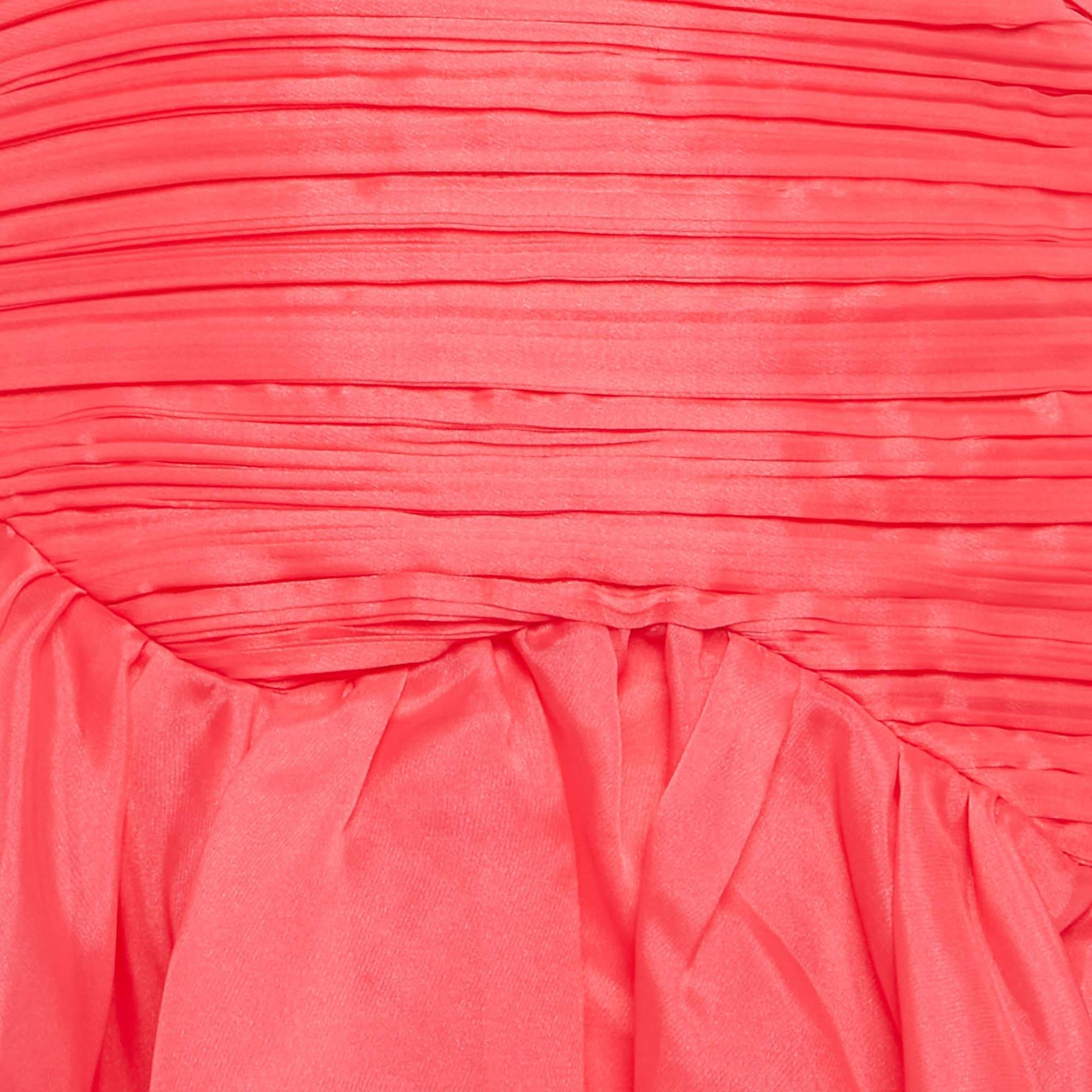 Rose Aje rose Pintucks Mini robe à manches bouffantes S en vente
