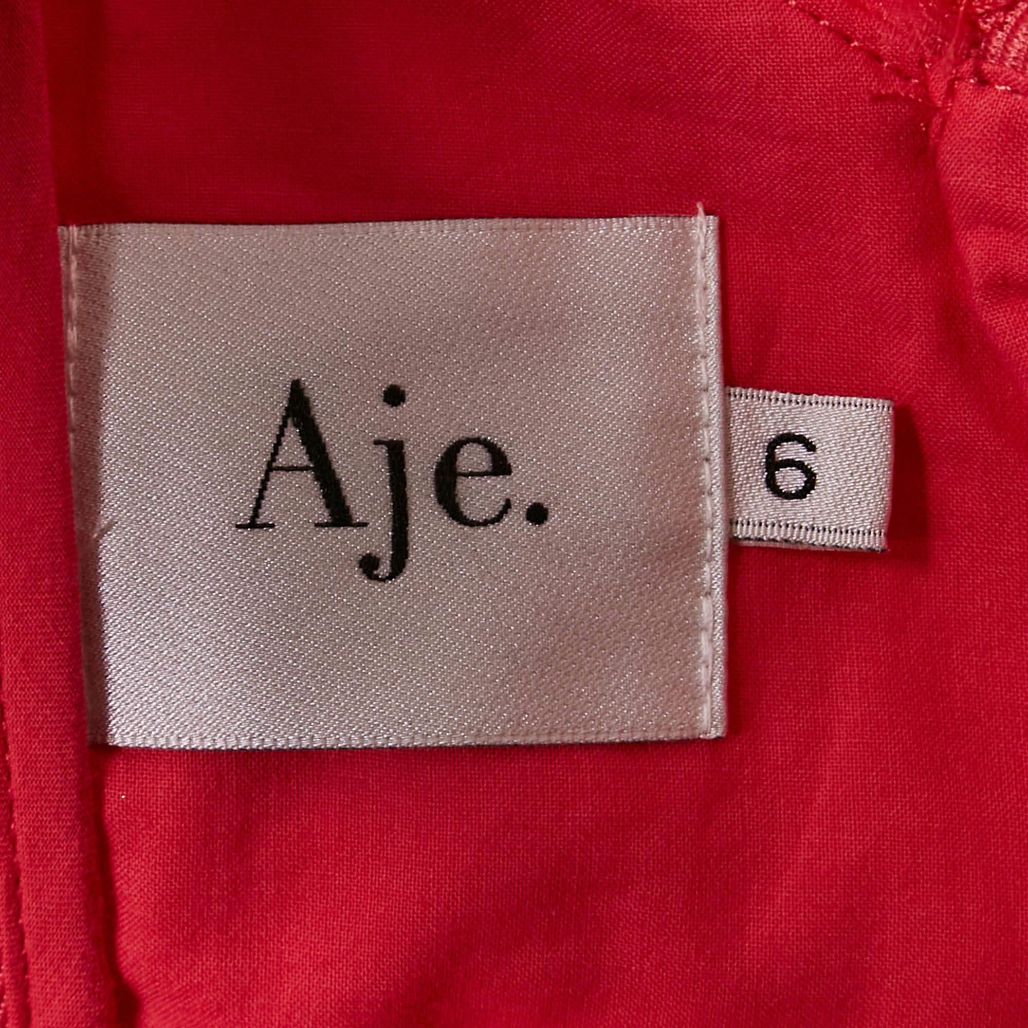 Aje rose Pintucks Mini robe à manches bouffantes S Excellent état - En vente à Dubai, Al Qouz 2