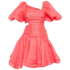 Aje rose Pintucks Mini robe à manches bouffantes S