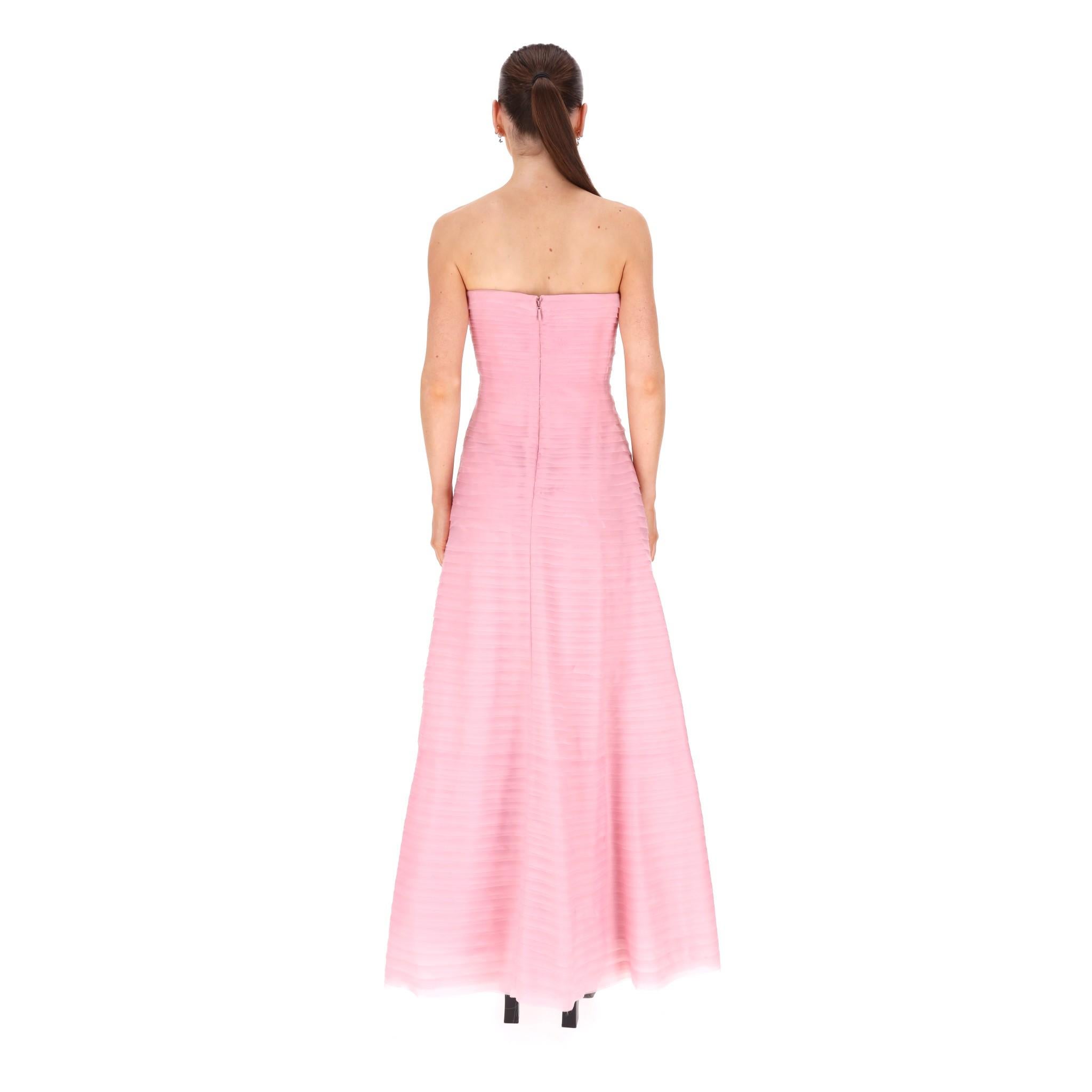 Aje Soundscape Strapless Layered Chiffon Gown In Good Condition In London, GB