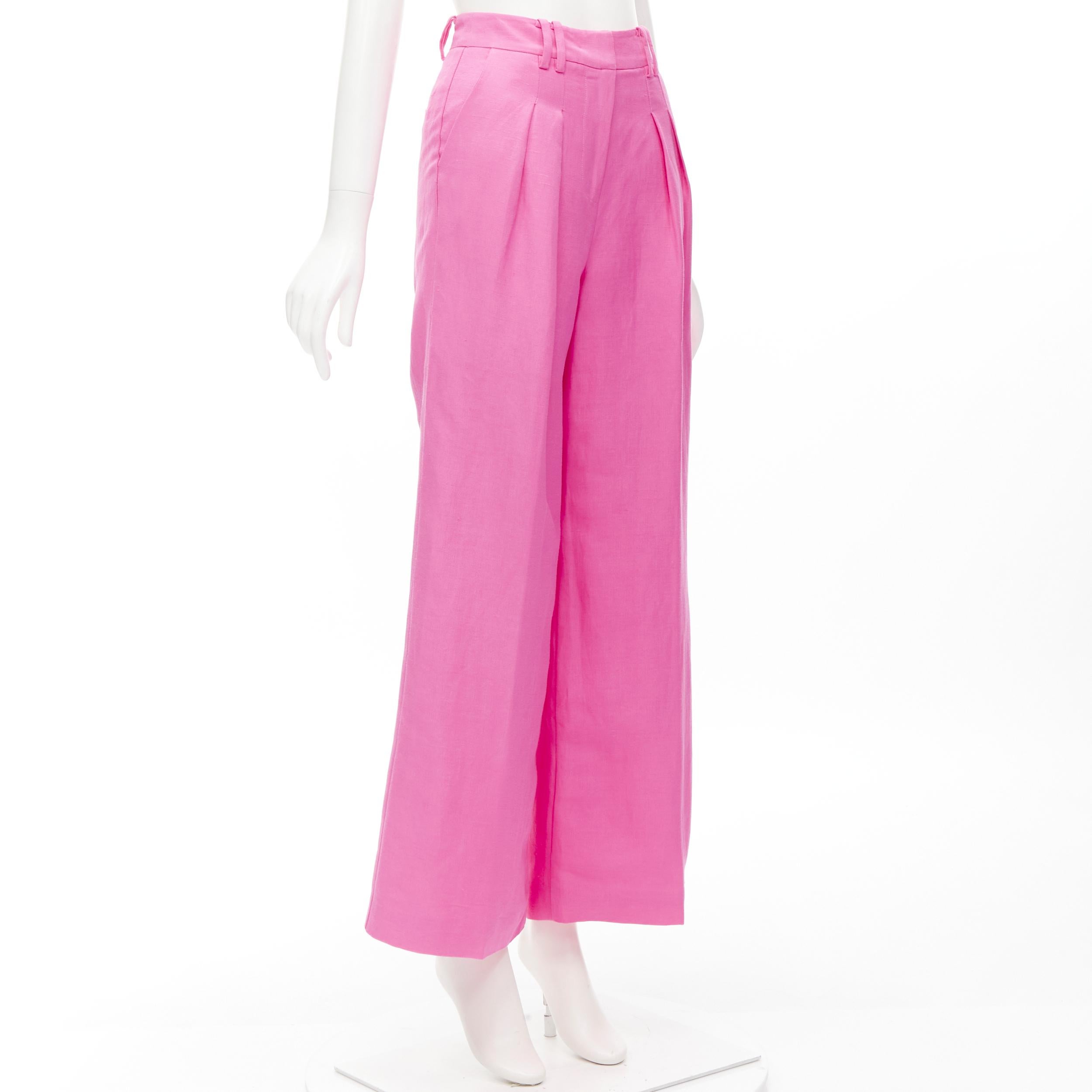 Rose AJE Vista pantalon large en rayonne de lin rose vif à plis AU6 XS
