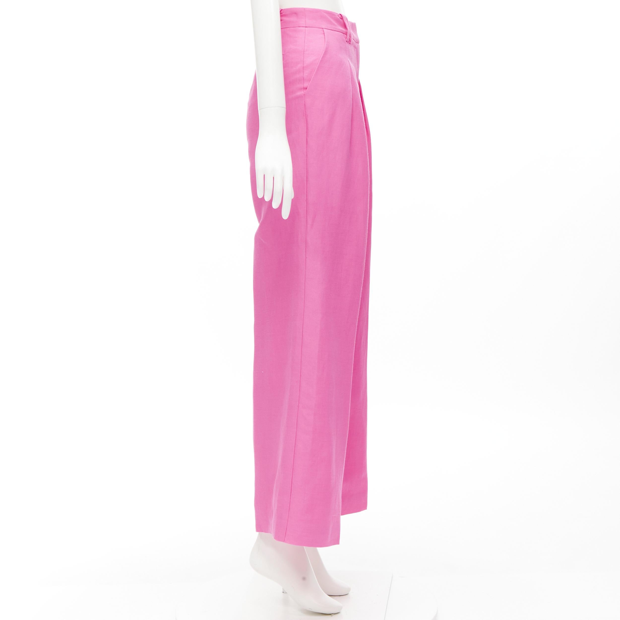 AJE Vista pantalon large en rayonne de lin rose vif à plis AU6 XS Excellent état à Hong Kong, NT