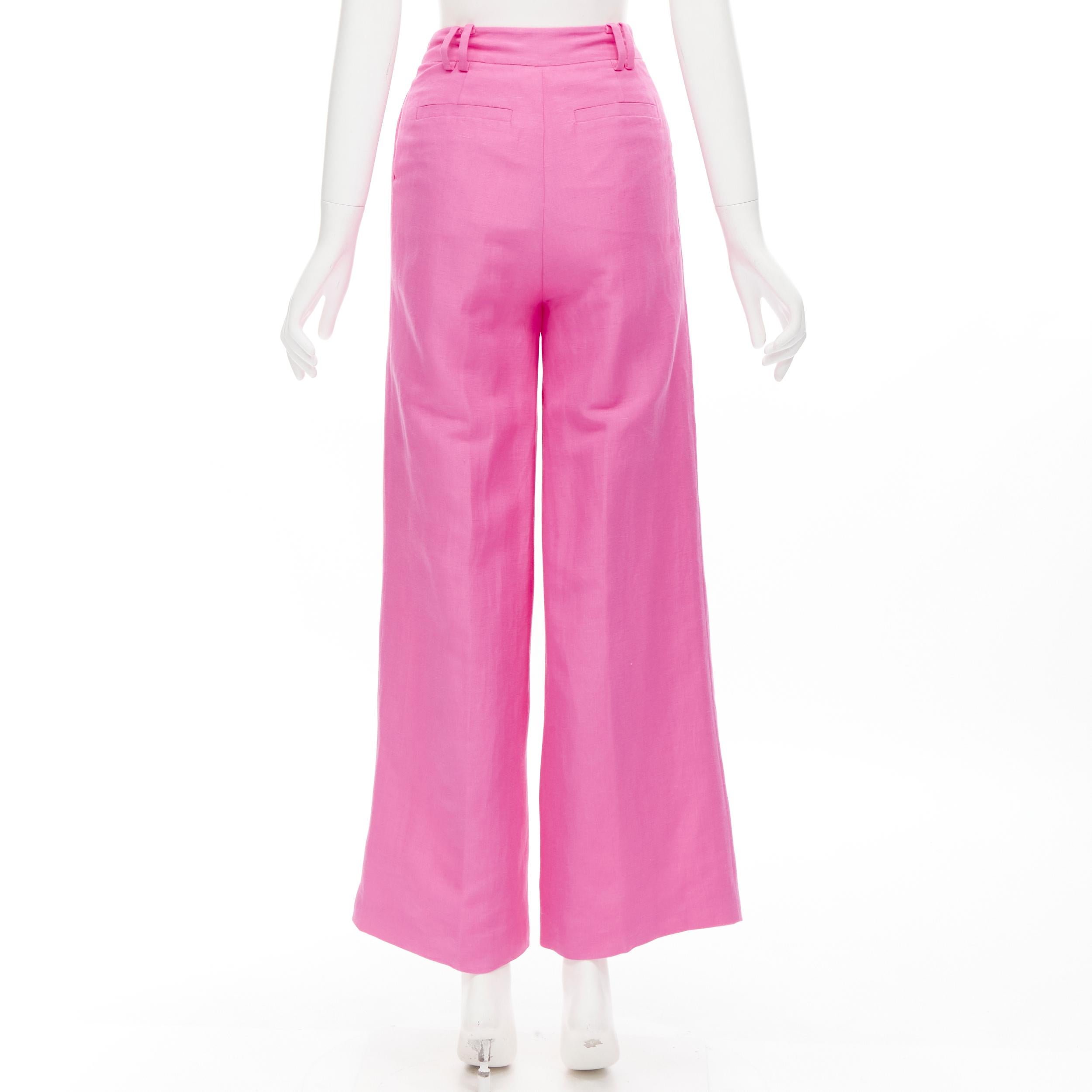  AJE Vista pantalon large en rayonne de lin rose vif à plis AU6 XS Pour femmes 