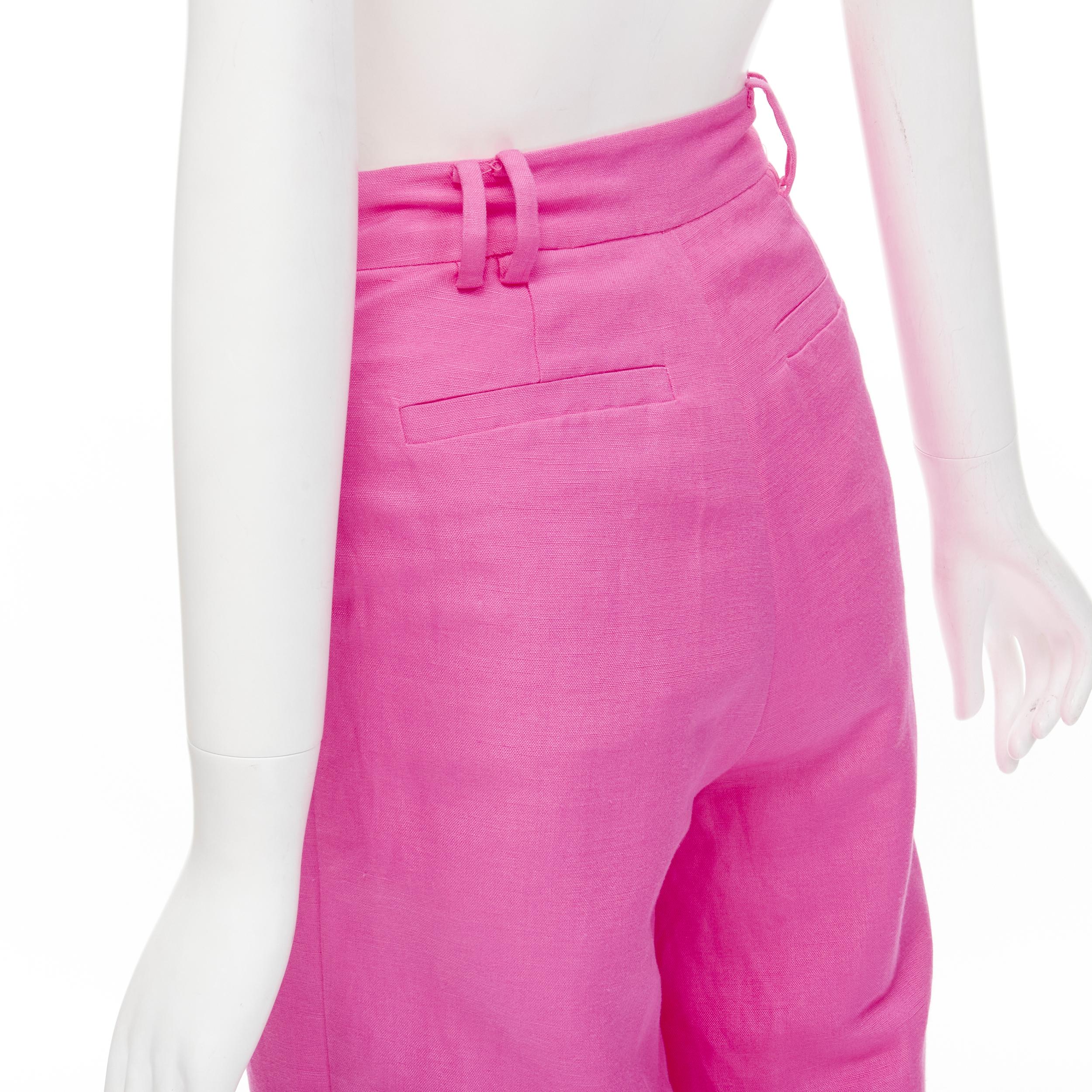 AJE Vista hot pink linen rayon pleat front wide leg pants AU6 XS In Excellent Condition For Sale In Hong Kong, NT