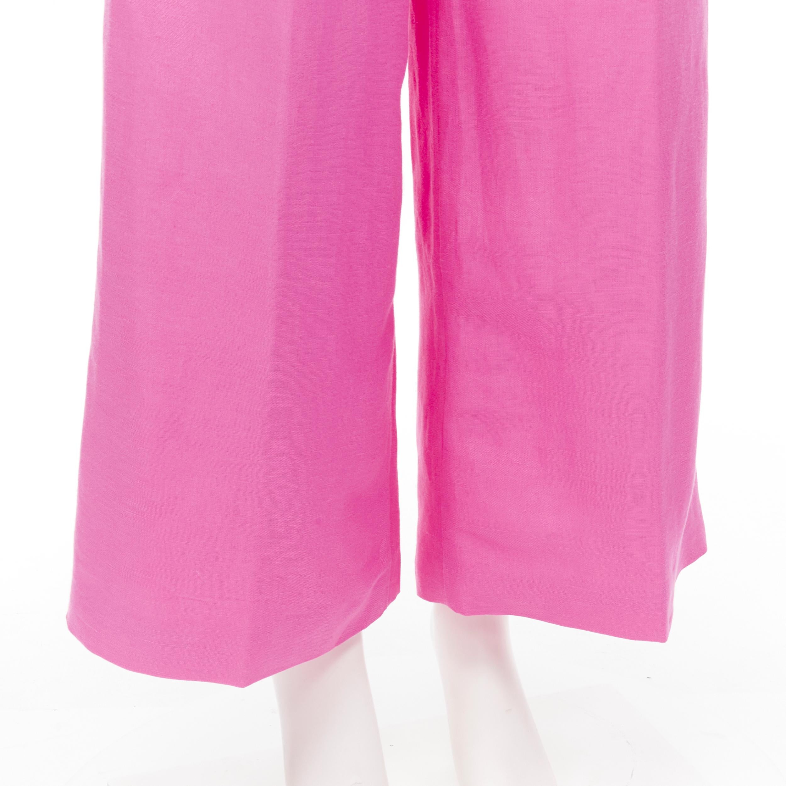 Women's AJE Vista hot pink linen rayon pleat front wide leg pants AU6 XS