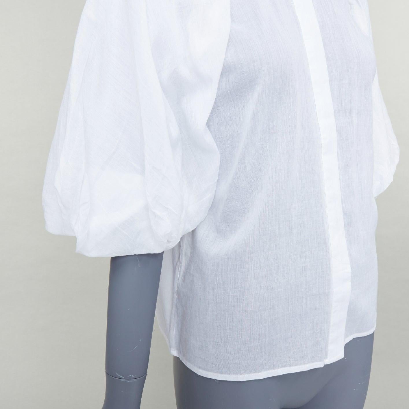 AJE white cotton Victorian puff sleeve double collar shirt UK6 XS For Sale 2
