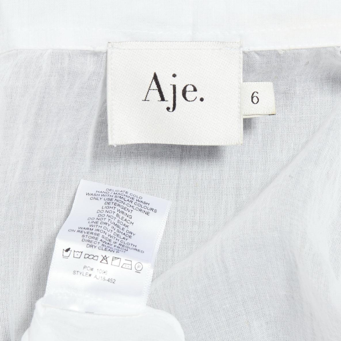 AJE white cotton Victorian puff sleeve double collar shirt UK6 XS For Sale 3