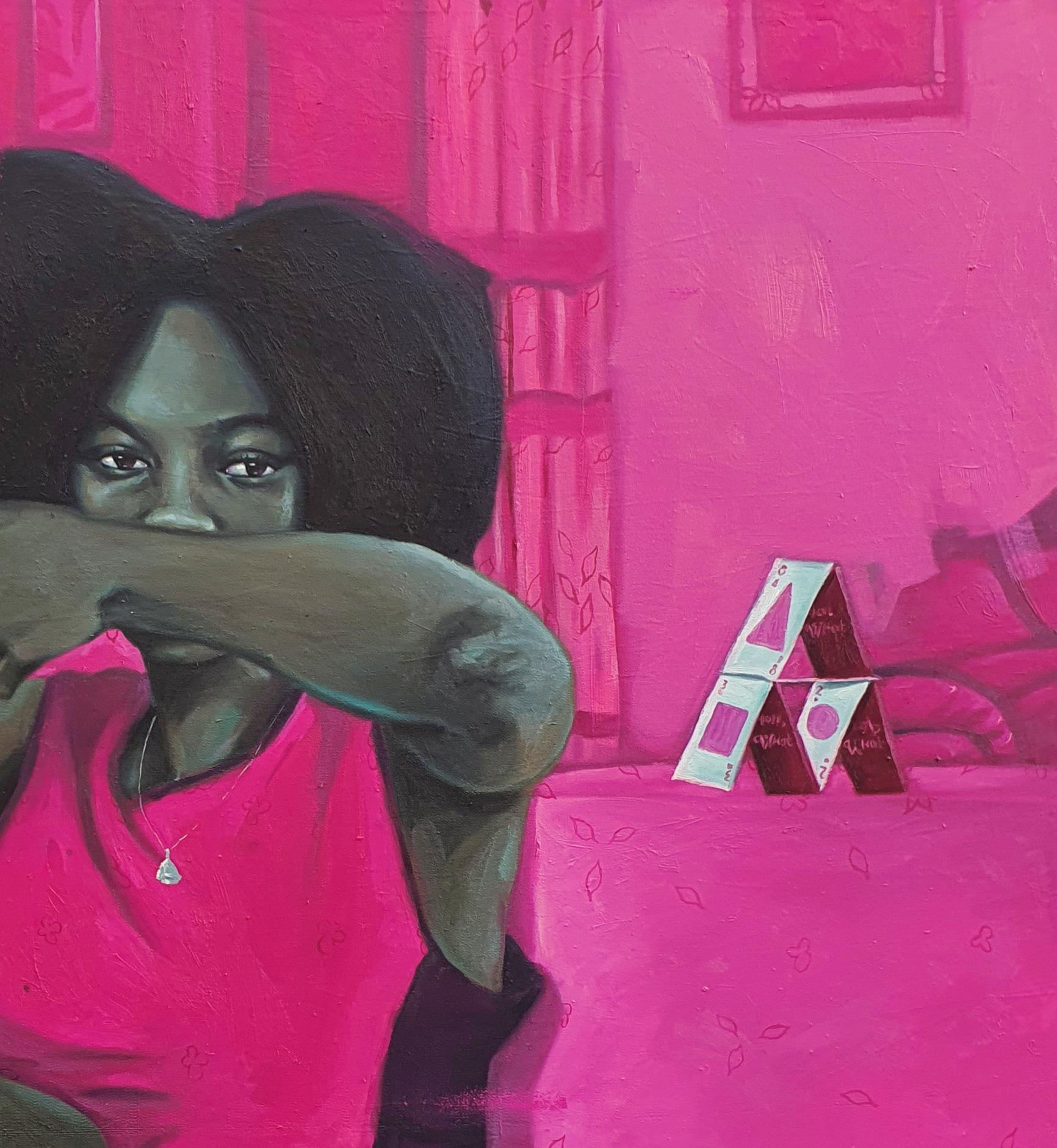 Bleasure 5 (House of Cards) - Contemporary Painting by Ajegbomogun Damilola