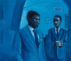 Ferito (Gli uomini stoici) - 21° secolo, Contemporaneo, Figurativo, Persone, Blu