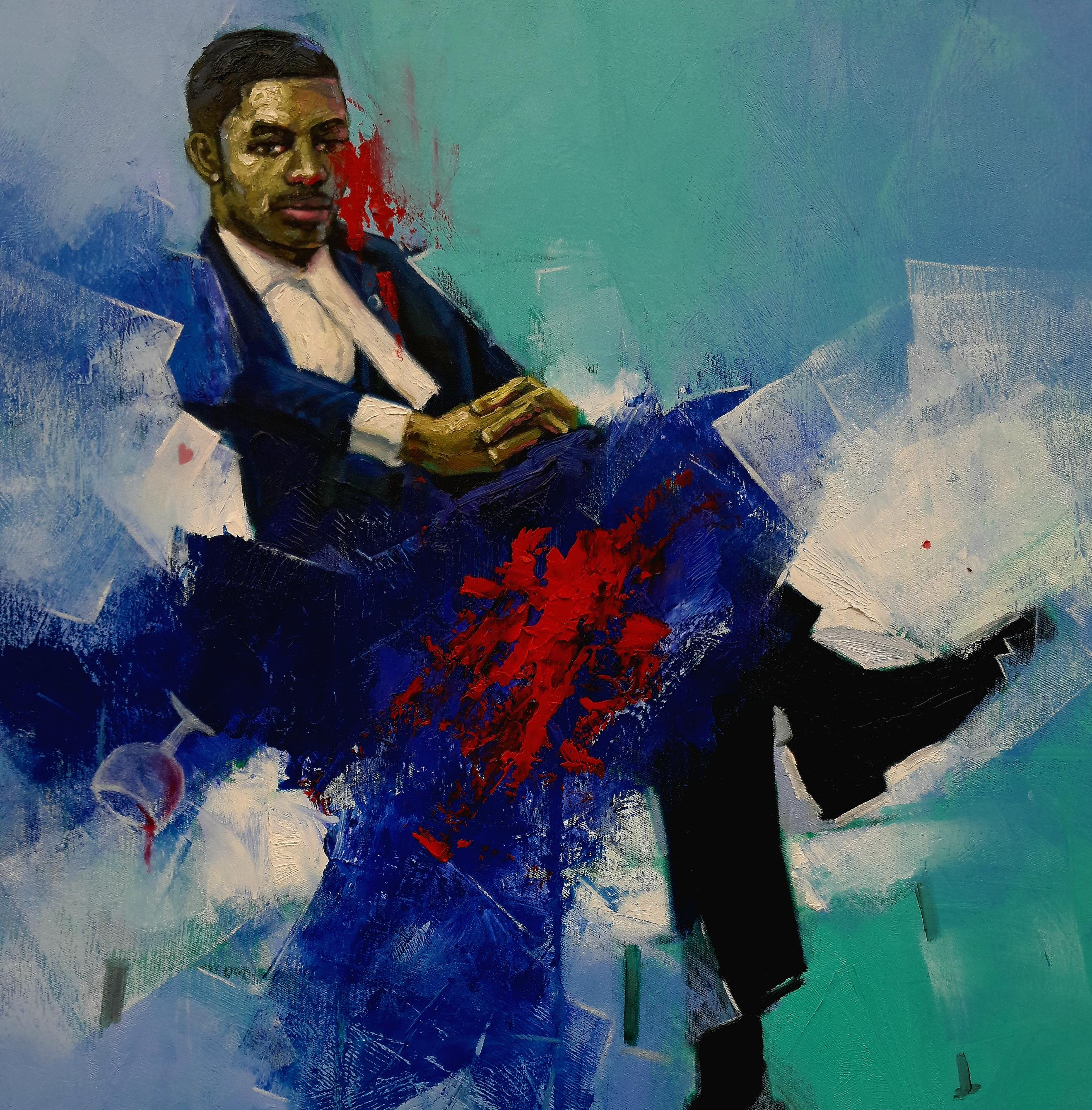 Nuance 2 - 21. Jahrhundert, Zeitgenössisch, Figurativ, Porträt, Afrika Menschen, Blau im Angebot 1