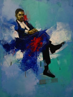 Nuance 2 - 21st Century, Contemporary, Figurative, Portrait, Africa People, Blue