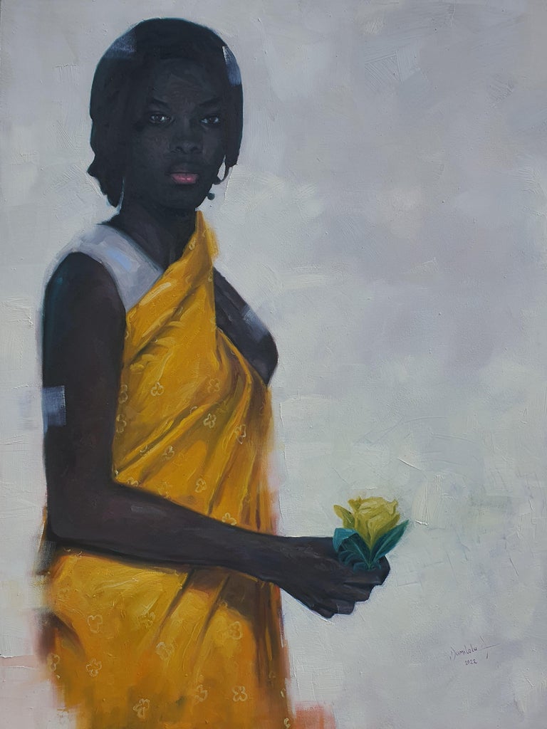 Ajegbomogun Damilola Figurative Painting - The Lady with a Rose 1