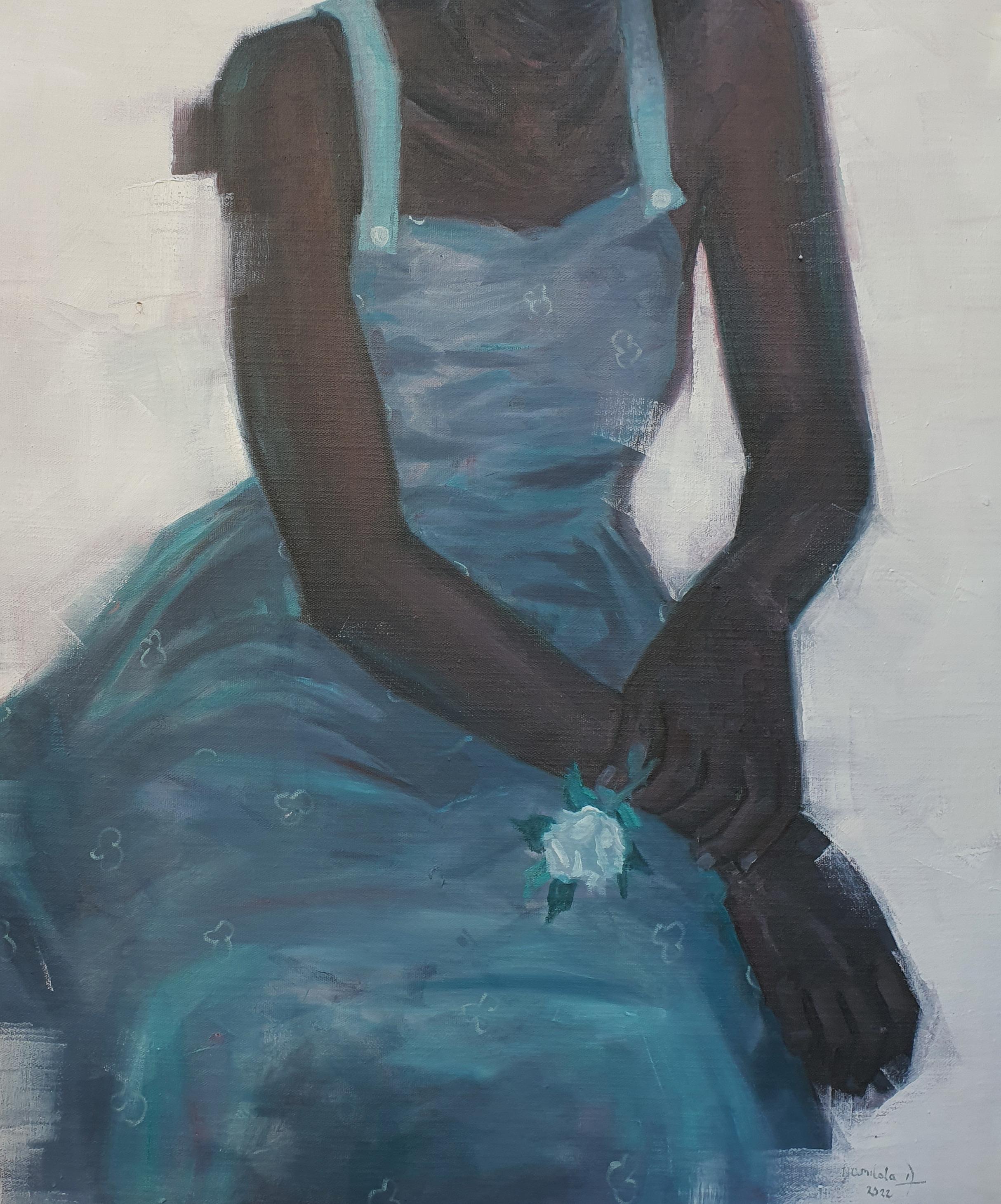 The Lady with a Rose 4 - Painting by Ajegbomogun Damilola