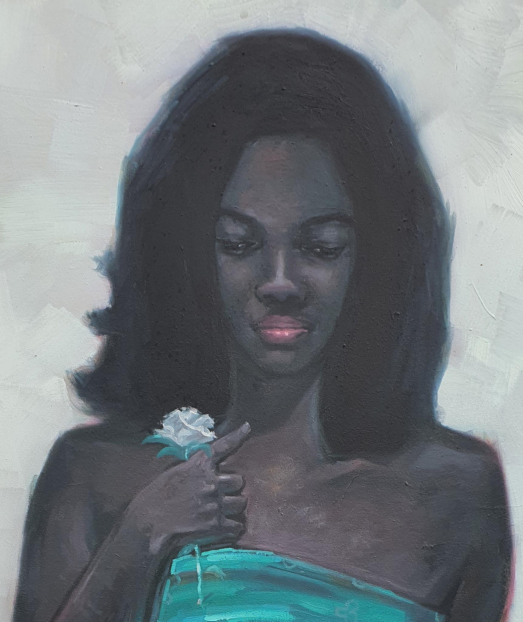 La signora con la rosa 5 - Painting Contemporaneo di Ajegbomogun Damilola