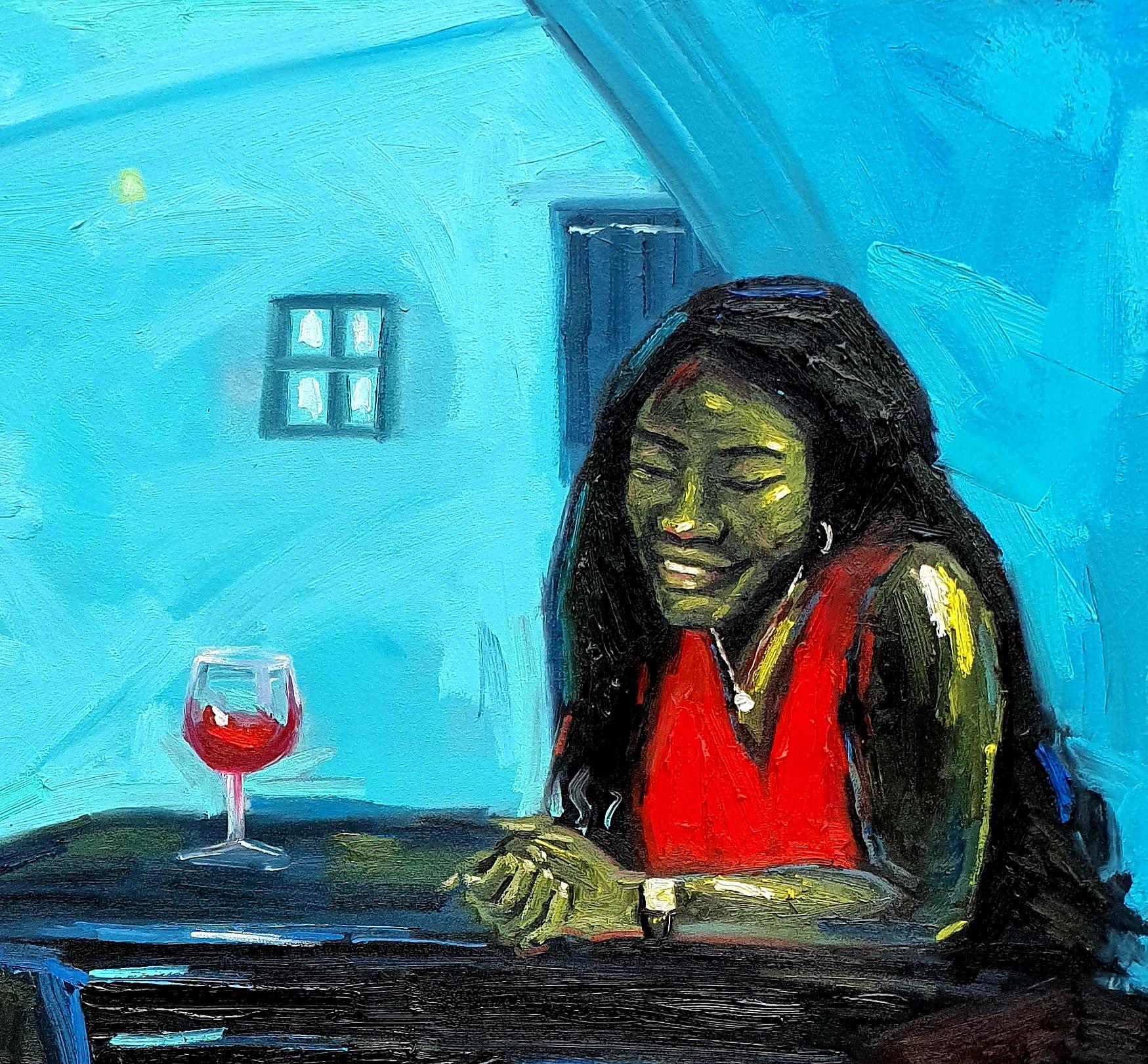 Transizione -21° secolo, Contemporaneo, Figurativo, Ritratto, Uomini, Amore, Donne - Portrait Painting Nero di Ajegbomogun Damilola