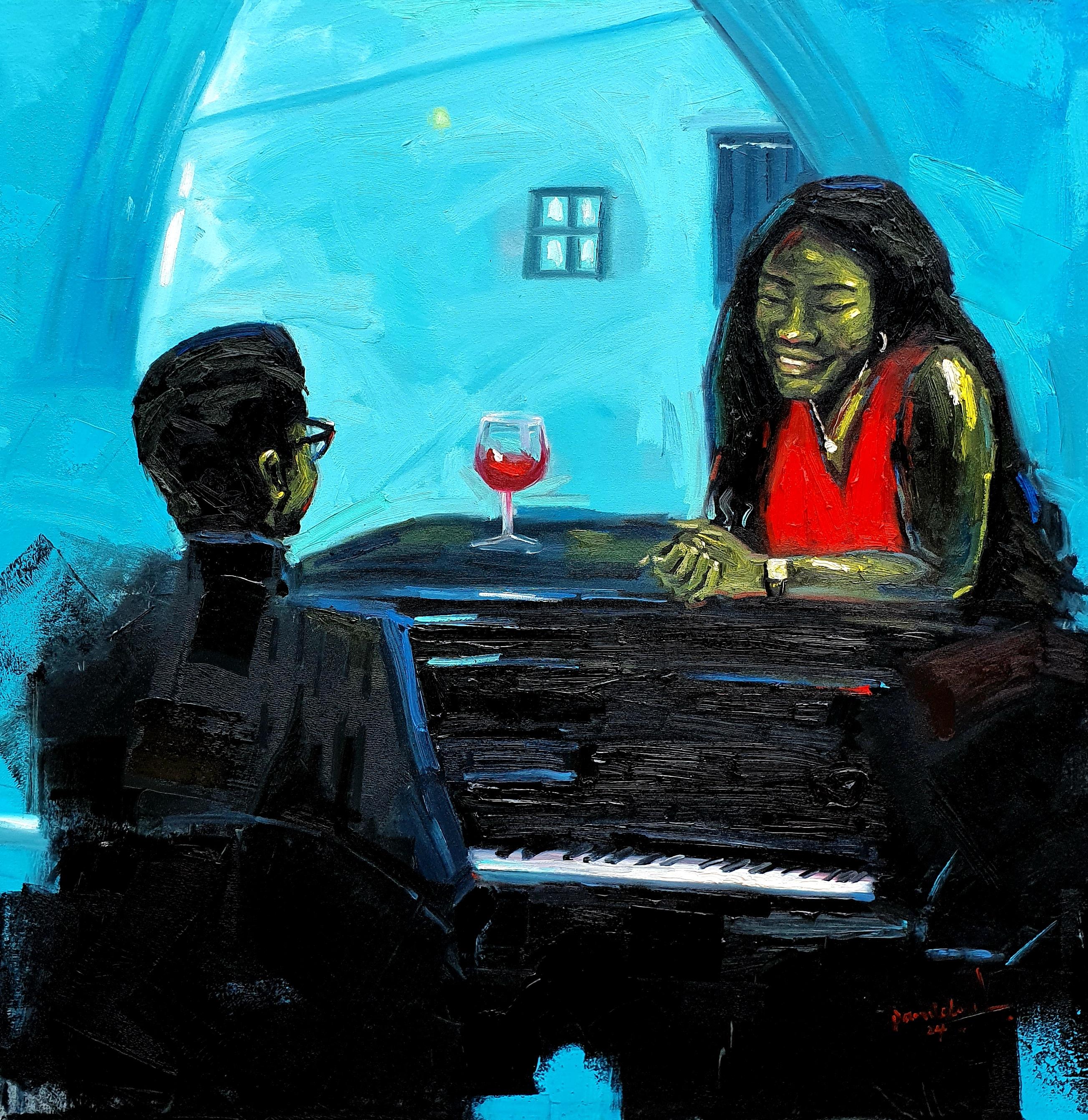Portrait Painting di Ajegbomogun Damilola - Transizione -21° secolo, Contemporaneo, Figurativo, Ritratto, Uomini, Amore, Donne