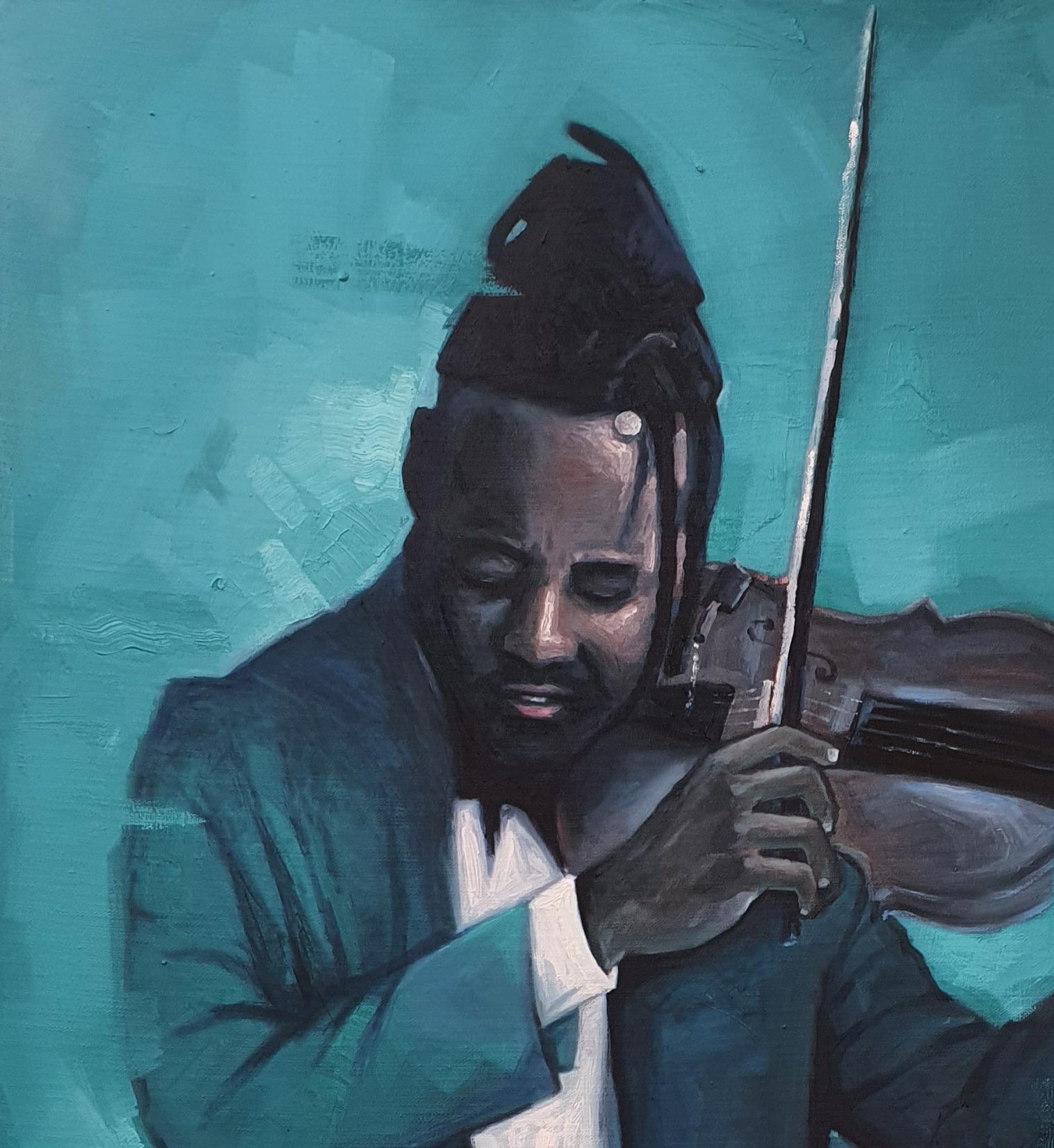 Yesterday Future 3 (Young Violinist) - Painting by Ajegbomogun Damilola