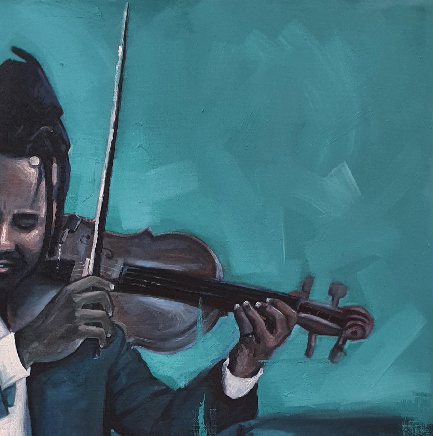 Yesterday Future 3 (Young Violinist) - Contemporary Painting by Ajegbomogun Damilola