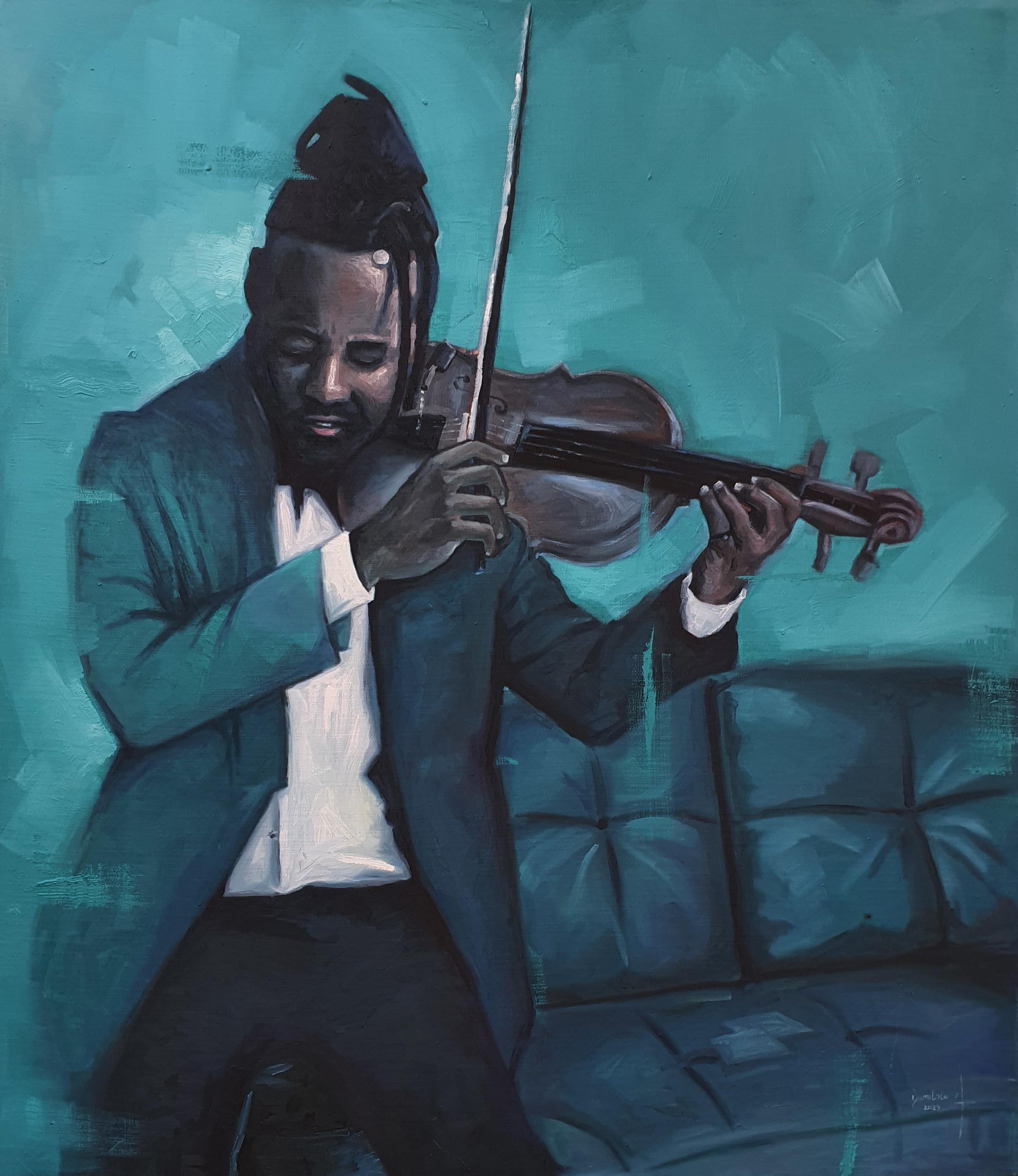 Ajegbomogun Damilola Figurative Painting - Yesterday Future 3 (Young Violinist)