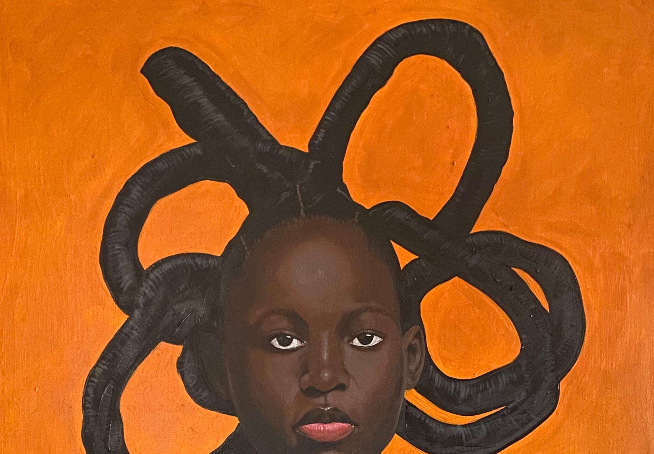 Oge (Mode) - 21. Jahrhundert, Zeitgenössisch, Figurative Moderne, Afrika Frau Haar – Painting von Ajenifuja Abiodun
