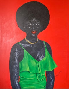 On A Date -21. Jahrhundert, Zeitgenössisch, Figurative Moderne Liebe, Afrika Frau Haar